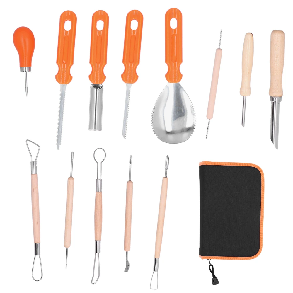 14Pcs Pumpkin Carving Tool Kit Stainless Steel Carving Knife Supplies with Storage Bag