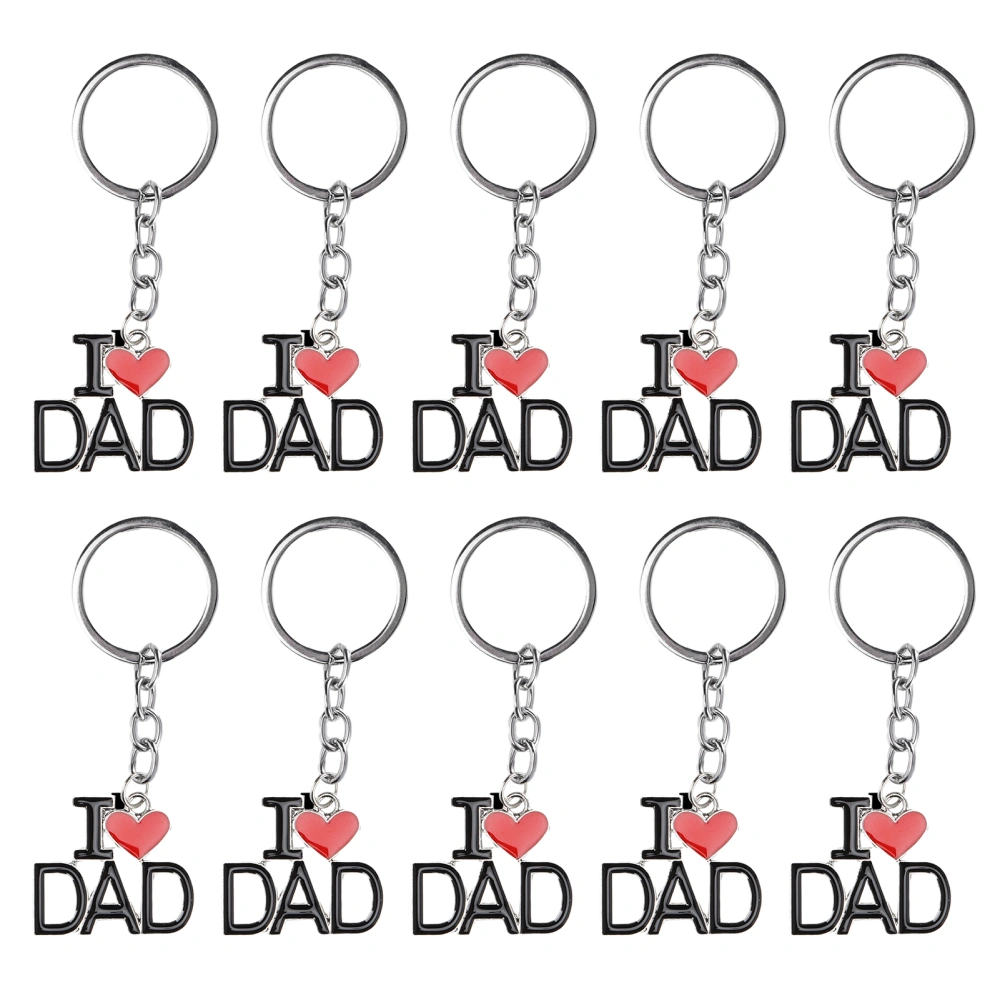 10Pcs Keychain Alloy Material Heart Pendant Family Birthday Present Key Ring DecorationDAD