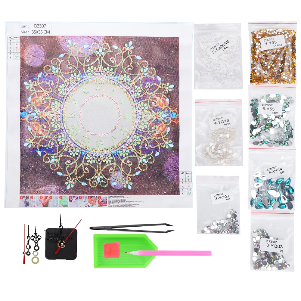 Diamond Painting Kits DIY Rhinestone Painting Flower Pattern Clock Home Wall Decor