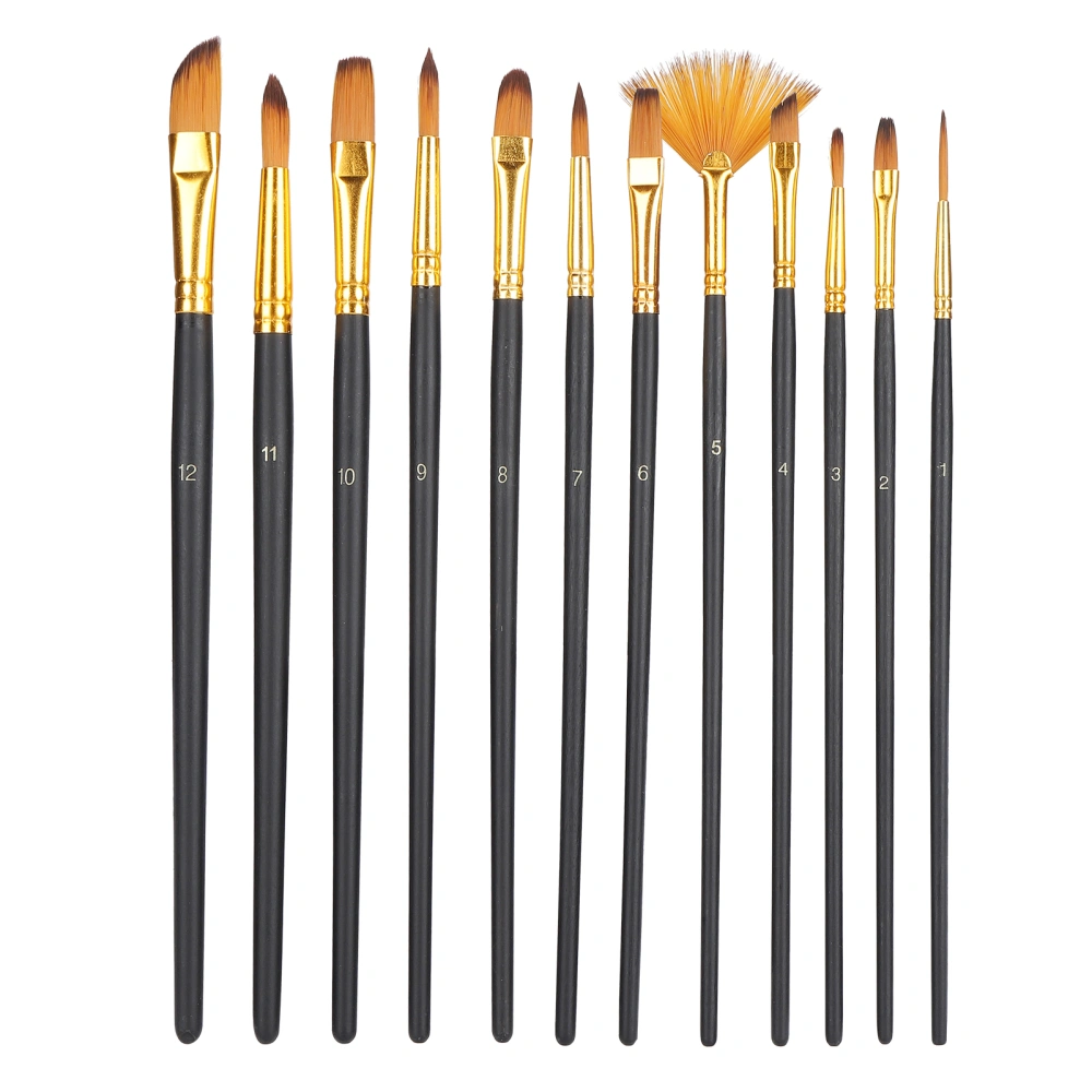 12pcs Paint Brushes Set Nylon Hair Professional Artist Painting Watercolor Brushes