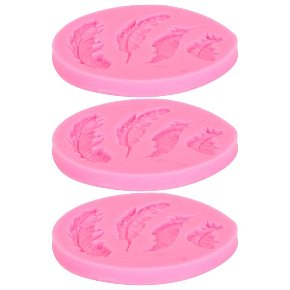 3pcs Feather Pattern Silicone Molds DIY Chocolate Cake Fondant Backing Mould Tool