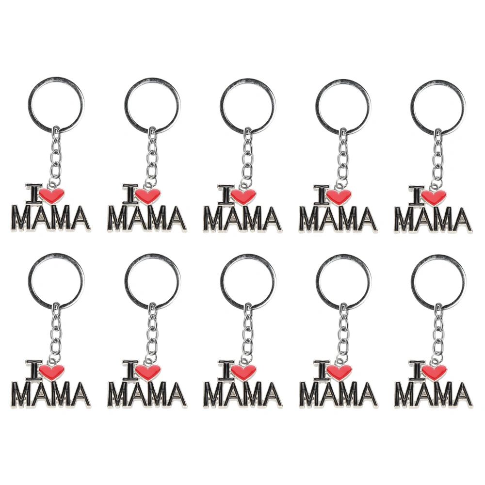 10pcs Heart Pendant Keychains Key Ring Jewelry Phone Bag Wallet Pendant AccessoryD110-MAMA