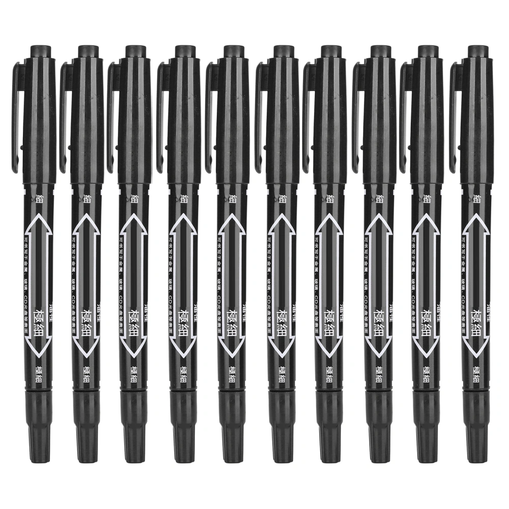 10pcs QuickDrying Marker Pen DoubleEnd Art Drawing Writing Colored Marker Set(Black )