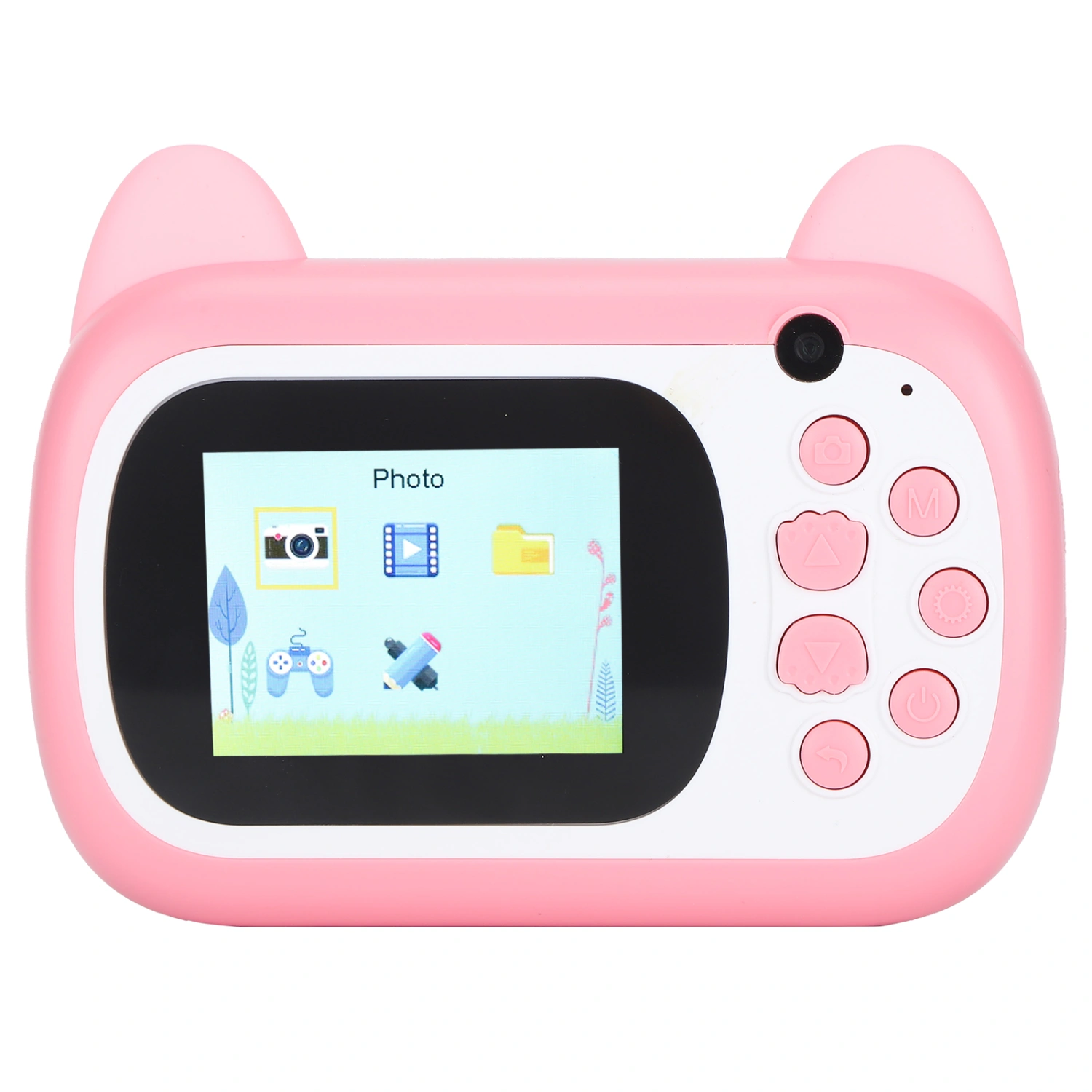 Instant Camera with Print Paper 24MP Resolution 200dpi 32GB Children's Cam Pink Cat