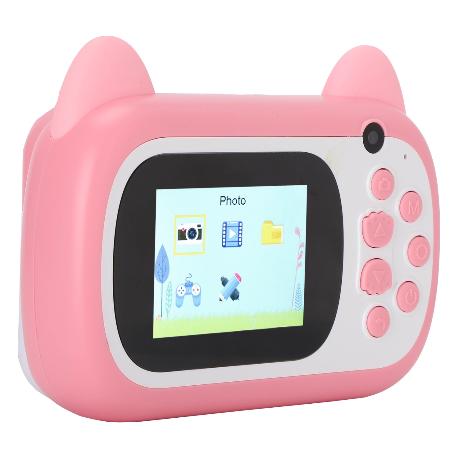 Instant Camera with Print Paper 24MP Resolution 200dpi 32GB Children's Cam Pink Cat