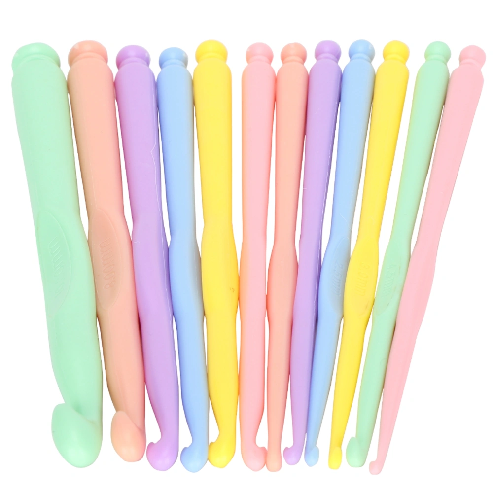 12Pcs DIY Craft Crochet Hooks Knitting Kit Colourful Plastic Crochet Needles Set