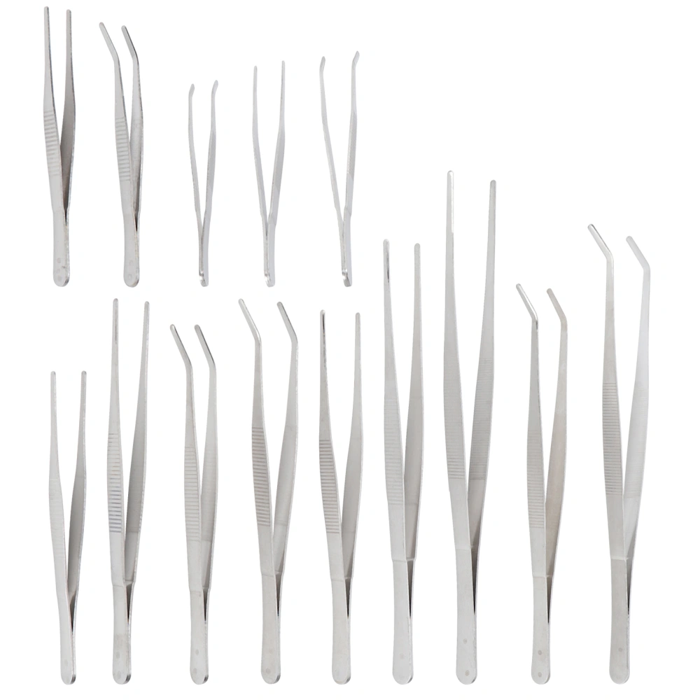 14Pcs Long Straight Tweezers Stainless Steel Tweezers for Household Sewing Machine