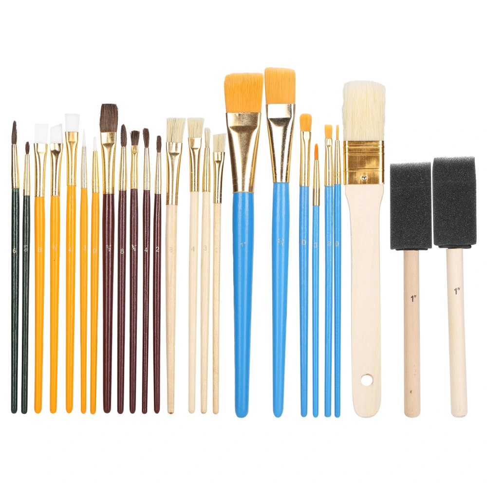 25pcs Paint Brush Set Oil Watercolor Acrylic Painting Brush Wood Handle Drawing Brush Kit