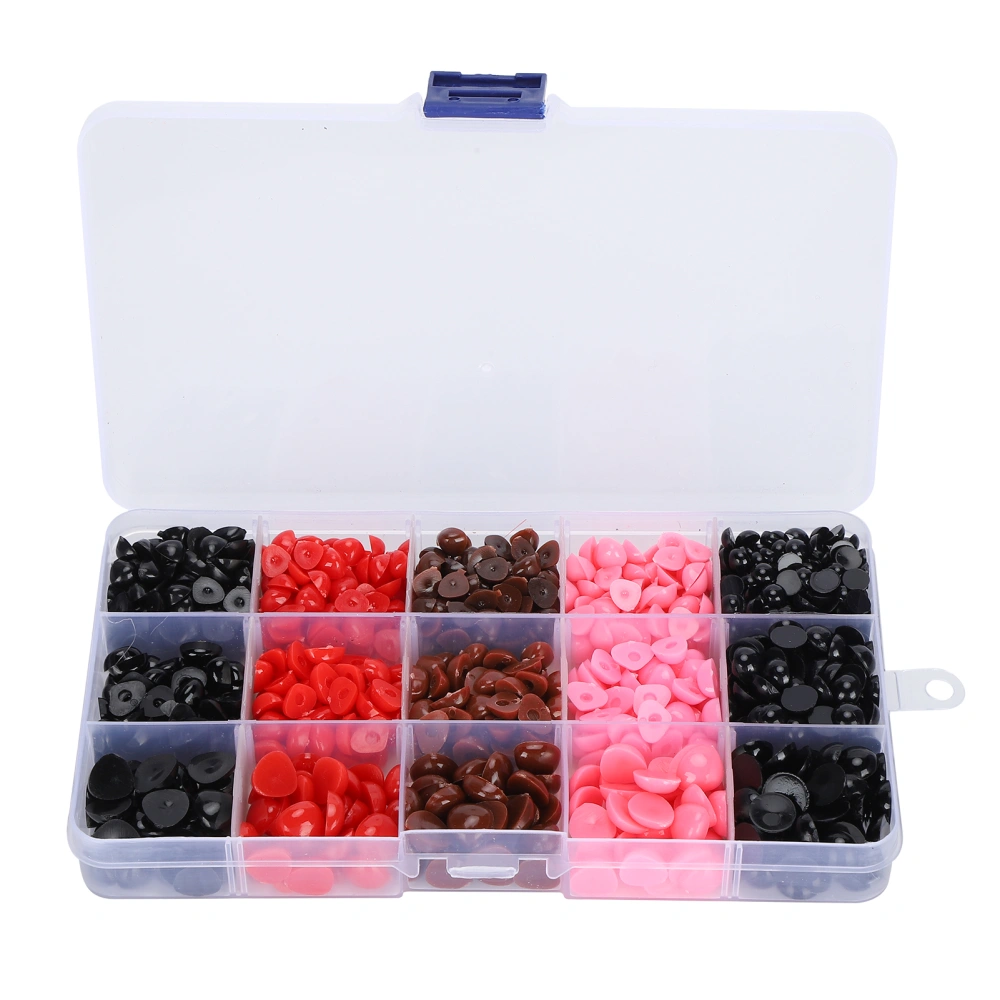 1070Pcs Colorful Doll Eyes Nose Plastic Triangle/Round with Storage Box for DIY Accessories