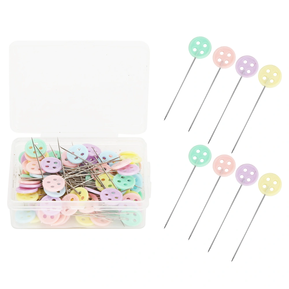 100pcs Button Butterfly Bow Tie Head Sewing Pins Flat Head Straight Quilting PinsButton