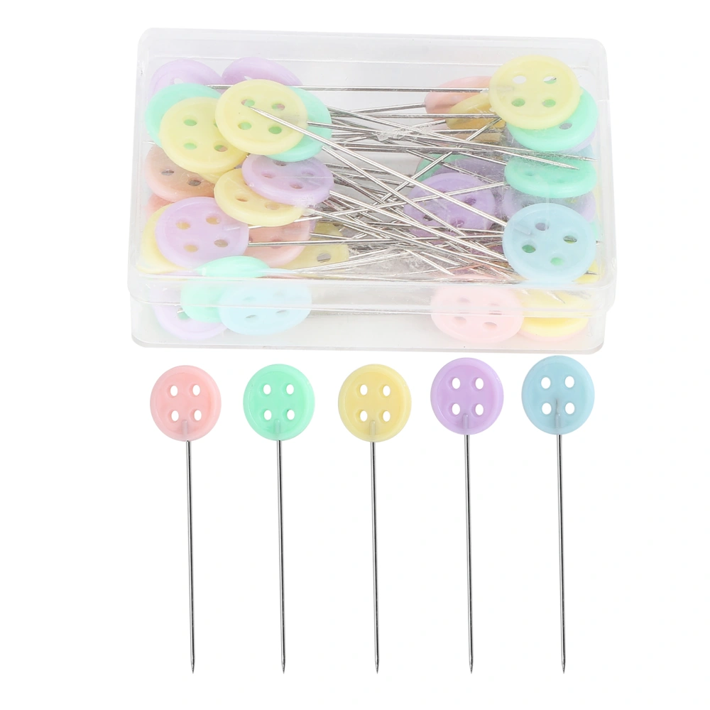 50Pcs Sewing Straight Pins Colorful Patchworks Quilting Pins Tool for DIY CraftingButton