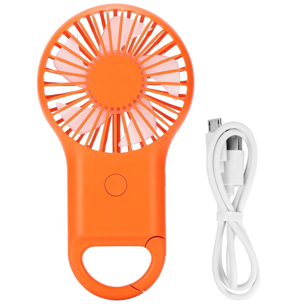 USB Charging Handheld Portable Fan 3 Speed Adjustable Mini Fashionable Carabiner FanOrange