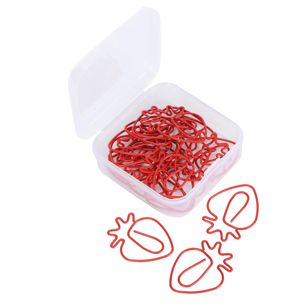 20pcs Paper Clips Cute Red Strawberries Shape Bookmark Clips Funny Office Supplies