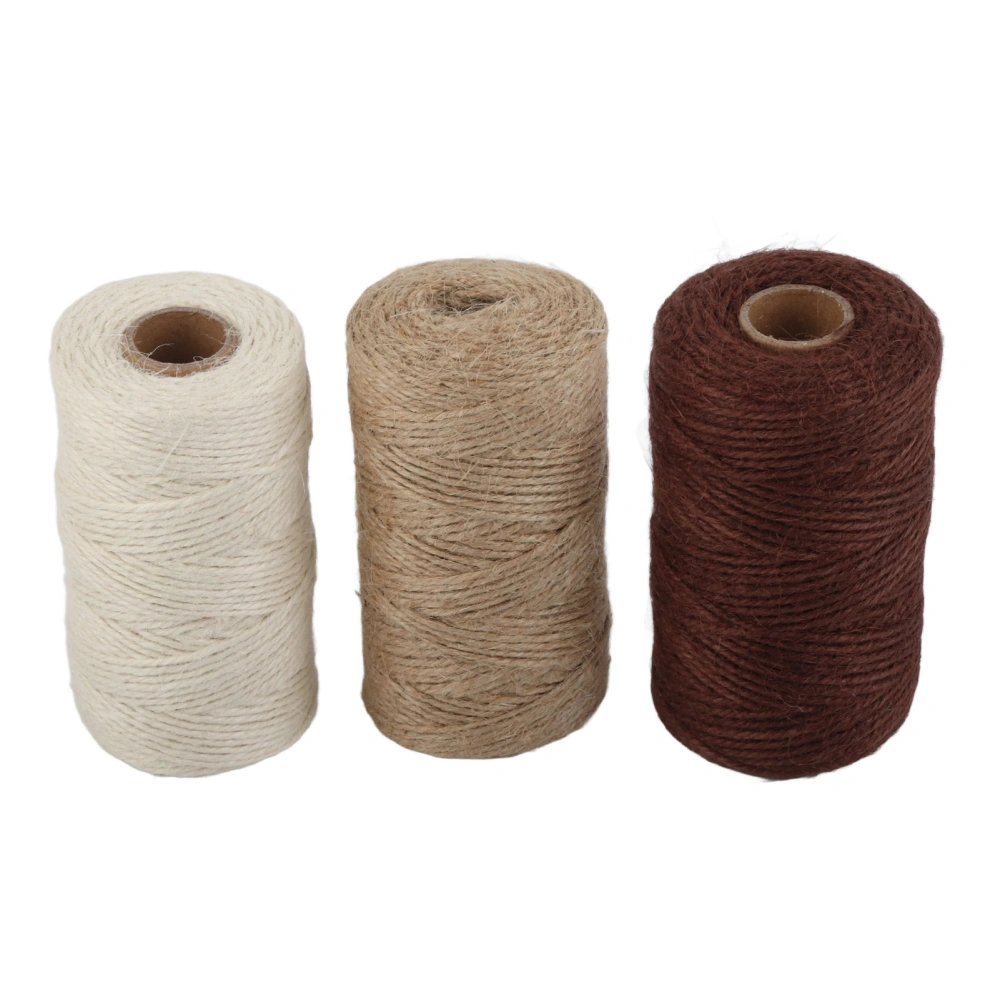 3Pcs Jute Rope White Brown Khaki Braided Cordage DIY Packing Thick Thread Supplies 2mm