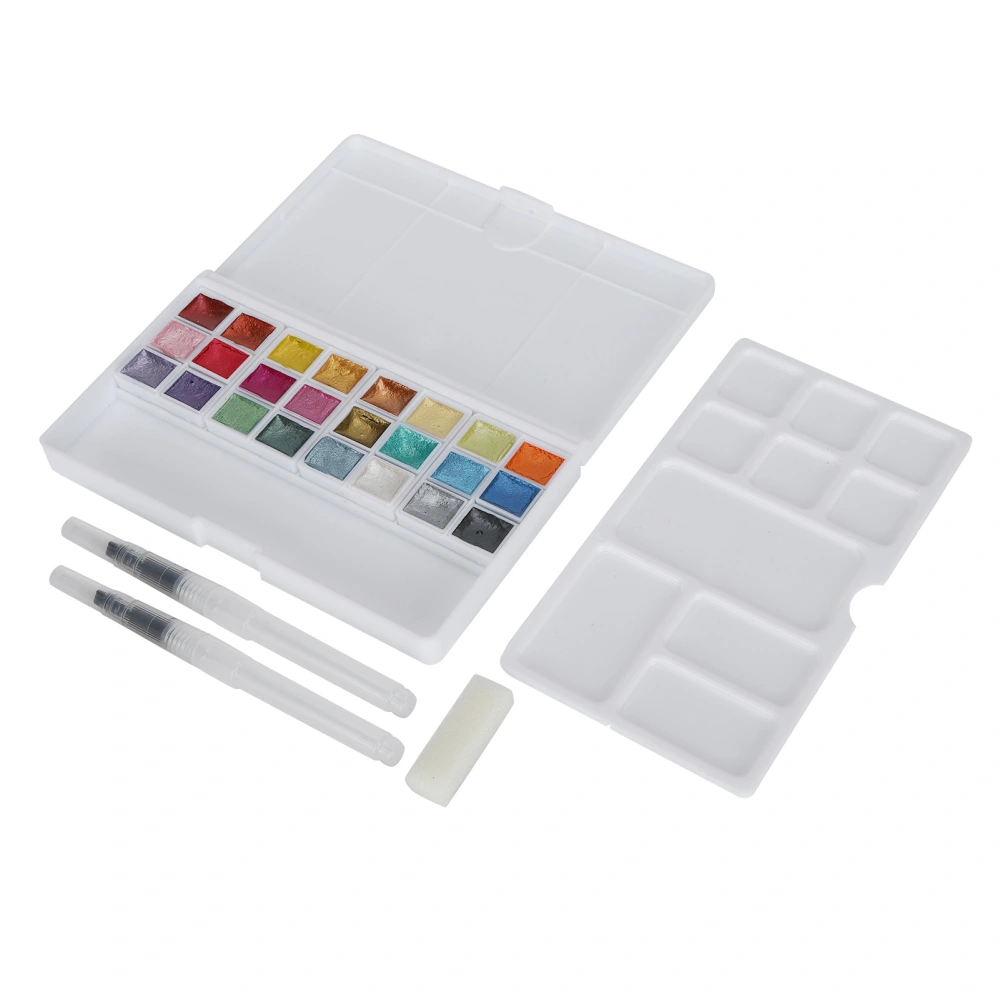 Watercolor Paint Set Home Outdoor Bright Color Pearlescent Watercolor Pigment with Box24 Colors Pearlescent Paint