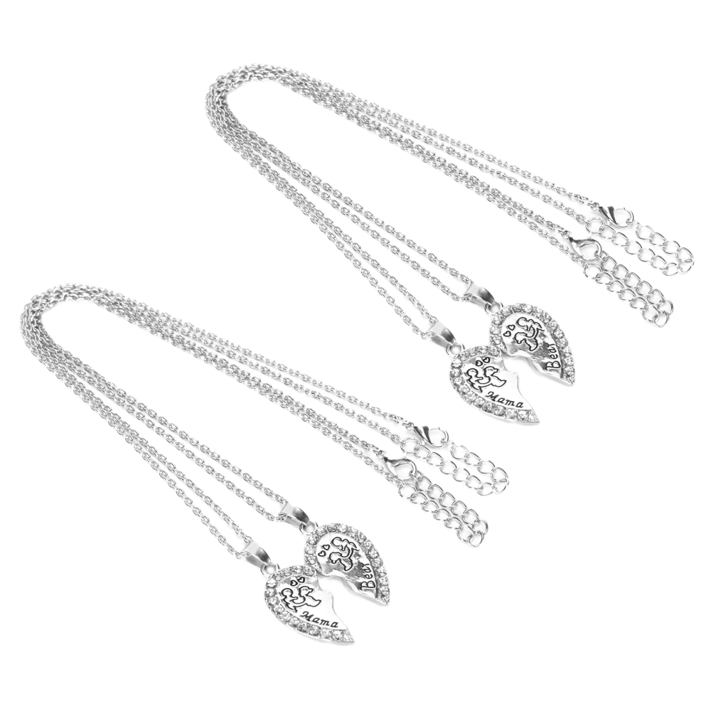 Metal Splicing Stylish Necklace Heart‑Shaped Pendant Necklace Jewelry Gift 2pcs x 2 Set