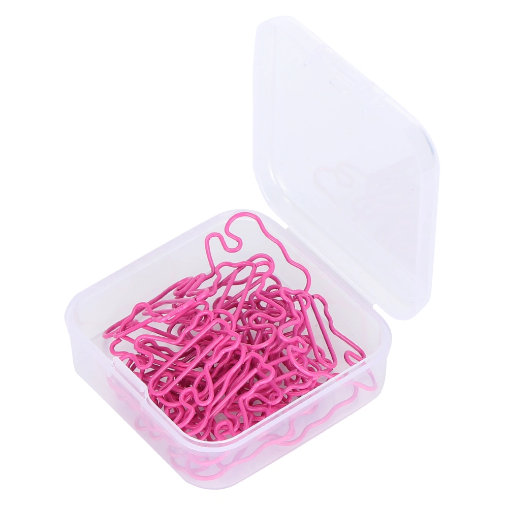 20PCS Mini Plastic Coated Wire Paperclip Bear Shape Bookmark Clip File Notebook HolderRose Red