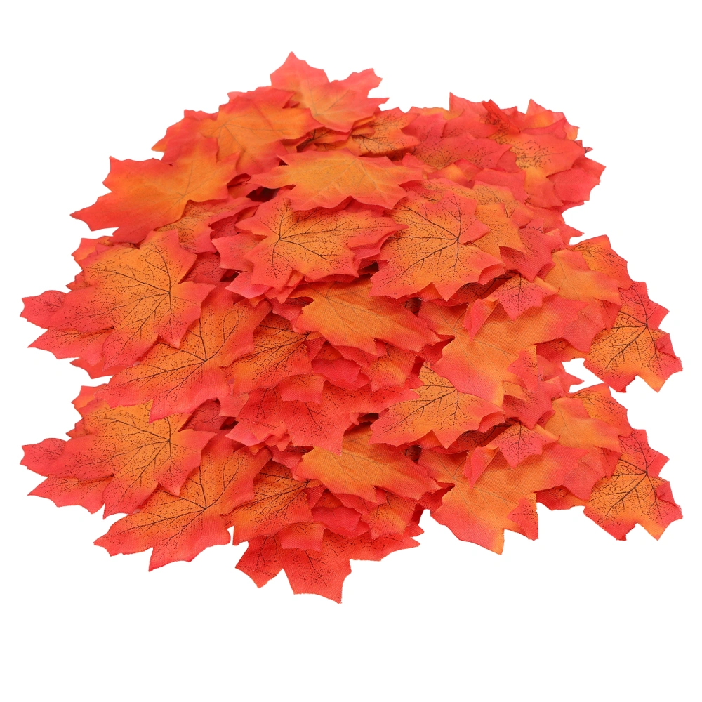 100Pcs/Bag Artificial Maple Leaves for Thanksgiving Autumn Leaf Wedding Party Table DecorRed and Yellow