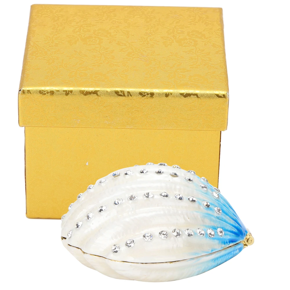 Shell Shaped Jewelry Trinket Box Enameled Rhinestone Storage Box Home Ornament