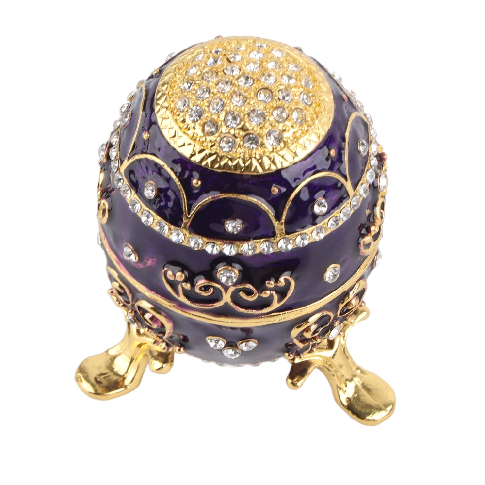 Egg Shape Jewelry Holder Desktop Decorative Storage Box with Enamel and Rhinestones