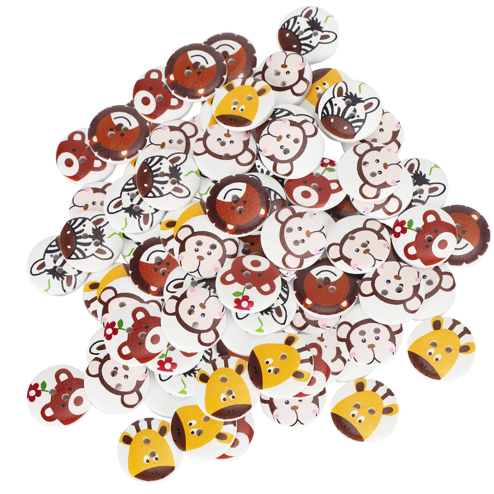 20mm Wood Buttons Cartoon Animal 2 Holes Sewing Button Children's Clothing Accessories