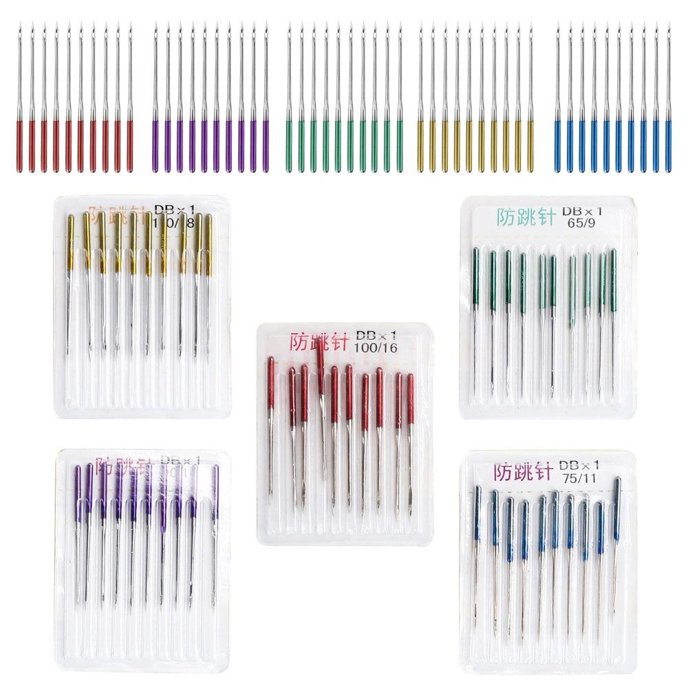 50Pcs Machine Needle Color Shank AntiJumping Thread Point Alloy Sewing Needle Replacement