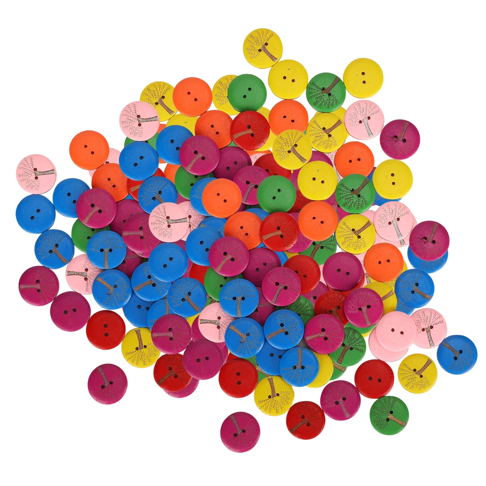 200Pcs Wooden Buttons 2‑Holes Mixed Colorful Round Button for DIY Crafts Sewing 20mm