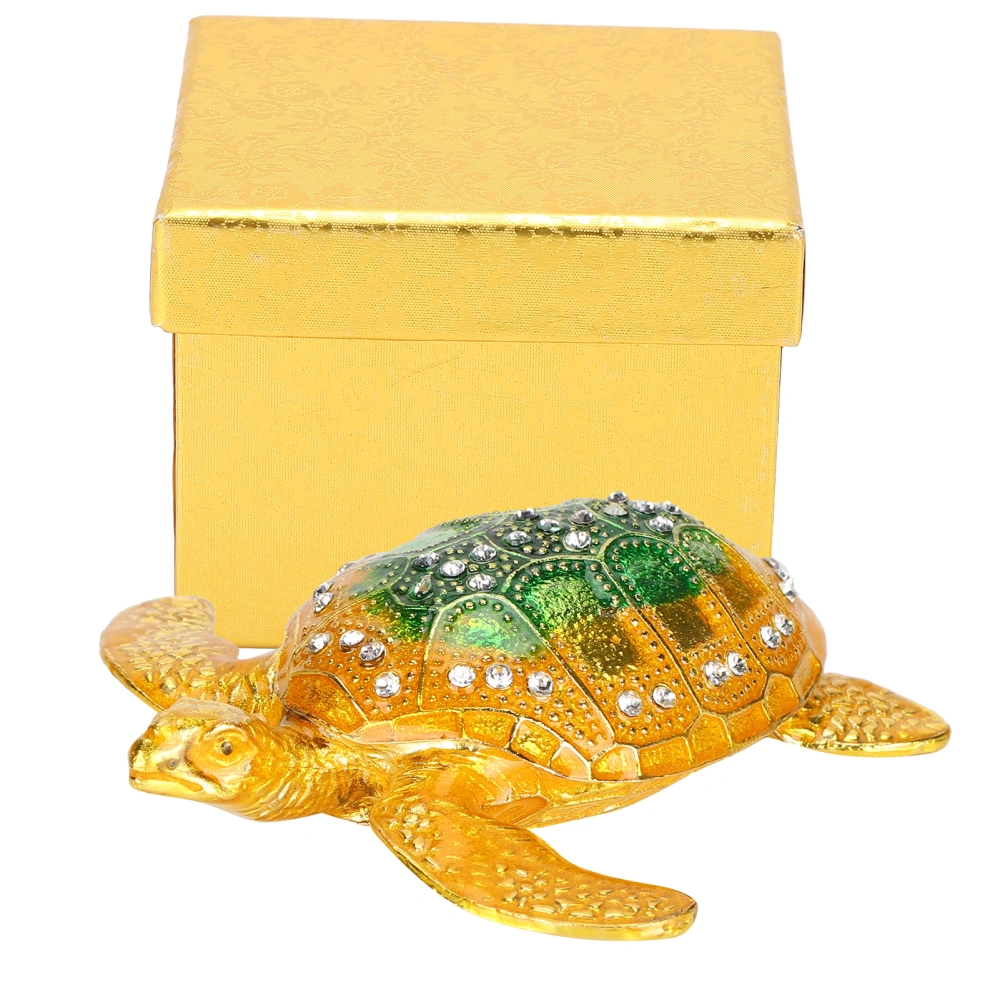 Sea Tortoise Hinged Box Collectible Figurine Model Decoration Jewelry Rings Earrings Box