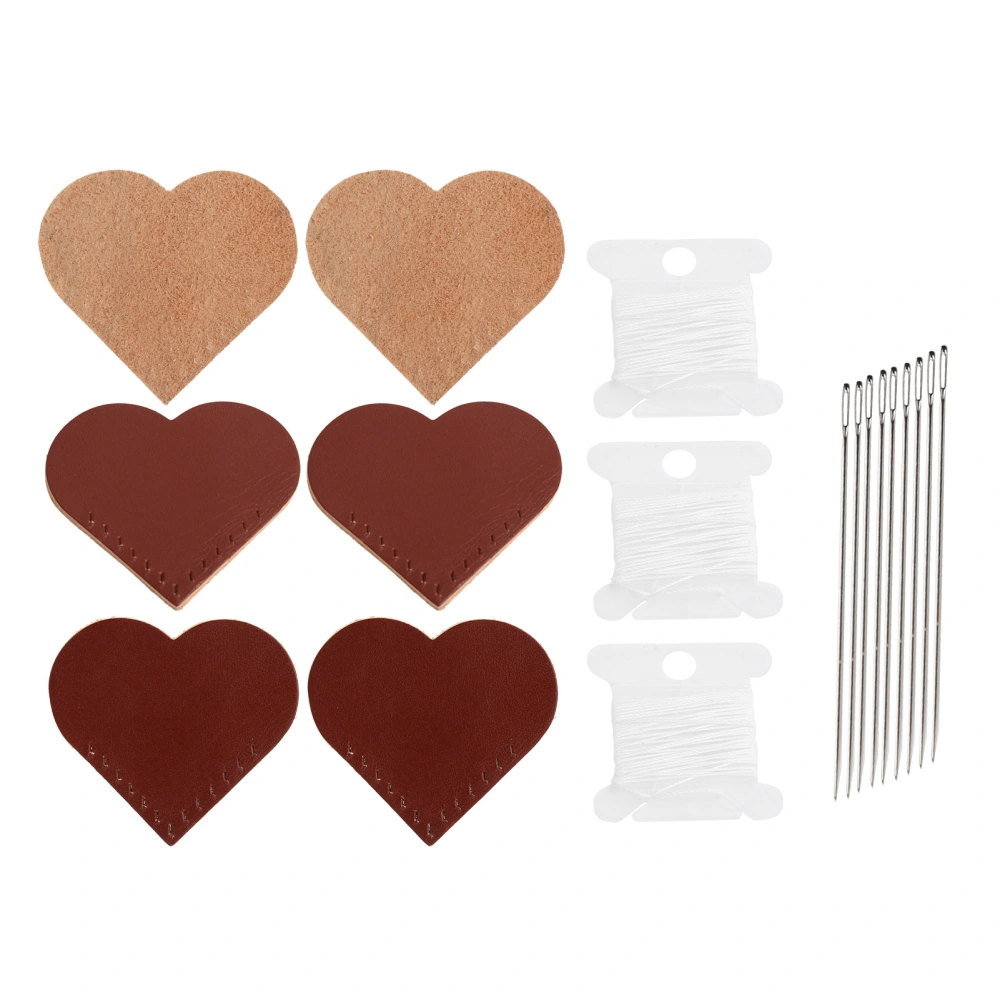 3 Set Leather Heart Bookmark Corner Reading Marker Light Brown Fog Wax Brown Matte Coffee