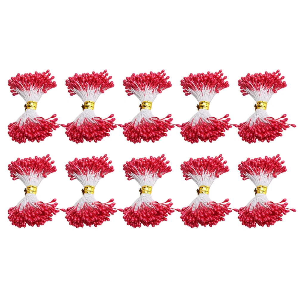 900Pcs Flower Stamen Red Gypsum Material Artificial Bouquet Decoration Making Accessories(3mm（#4） )