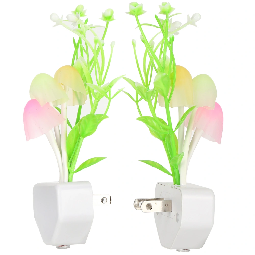 2Pcs LED Mushroom Night Lights ColorfulLight EnergySaving Lamp US Plug 110V220V