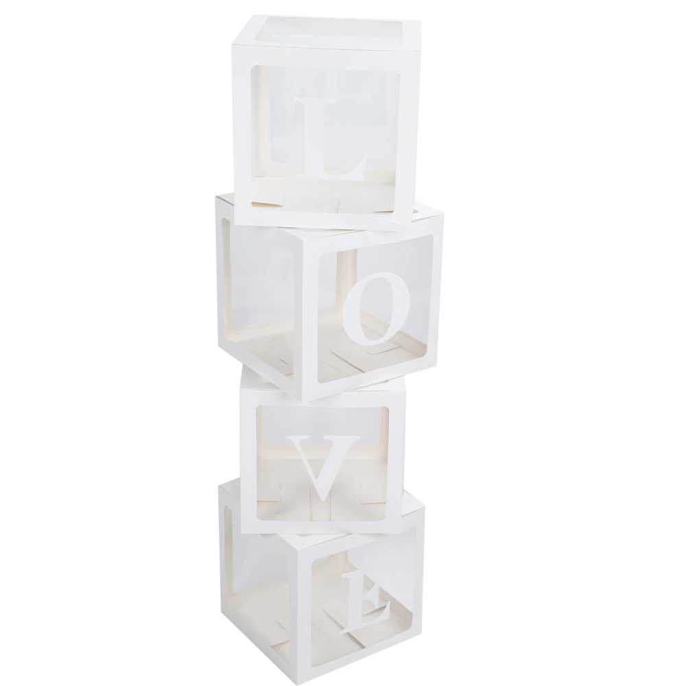 4Pcs Balloon Box Transparent Case with Letters Home or Party Decoration Design AccessoriesLOVE