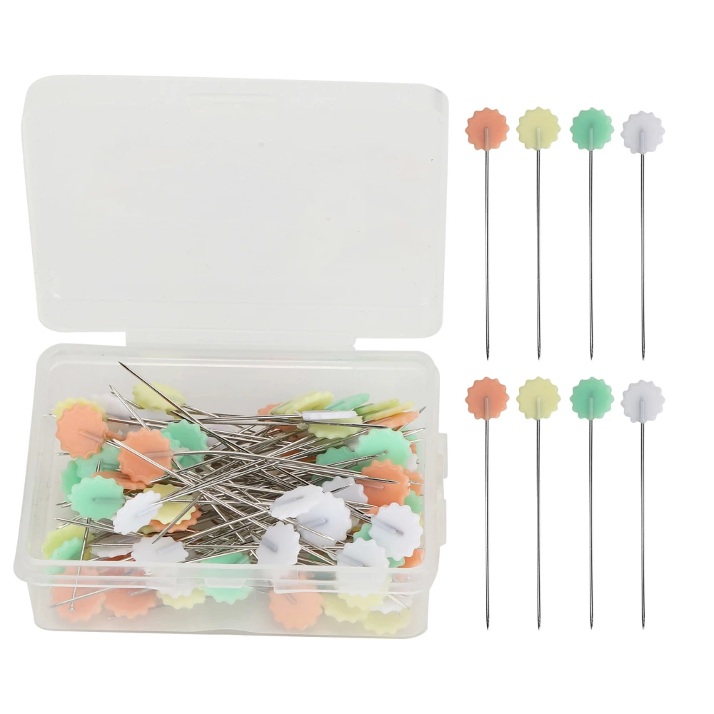 100Pcs Sewing Pins Stitching Fixing Color Needle Household DIY HandMade Jewelry Components(Light Plum Flower )