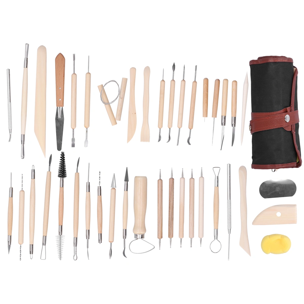 41Pcs Pottery Tools Set Soft Clay Sculpting Carving Trimming Knife Dotting Pens Kit