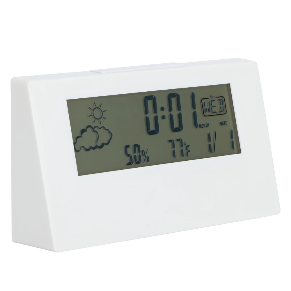 Electronic Alarm Clock Transparent LED Perpetual Calendar Weather Temperature Humidity Display