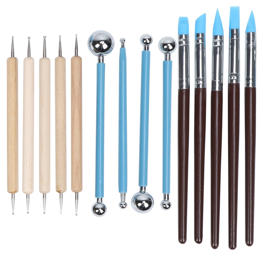 14Pcs Pottery Tools Indentation Pill Stick Silicone Point Drill Pen Clay Painting Supplies