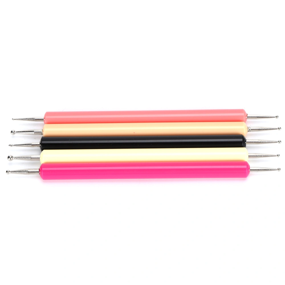 5Pcs Dotting Pen Acrylic Rod 2 Round Head Indentation Nail Art Tip Dot Paint DIY Slotted Tool