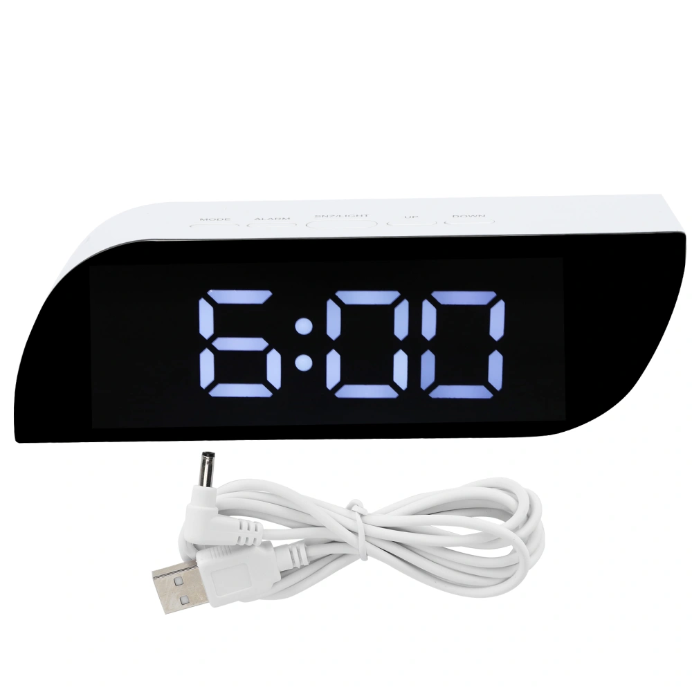 LED Digital Clock 12/24 Hour Conversion Adjustable Brightness Bedside Alarm Clock GHY-0801White