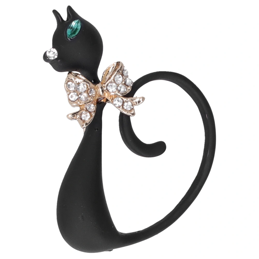 Brooch Pin Diamante Cat Animal Pattern Lapel Pin AllMatch Party Corsage Accessories 2135(Black )