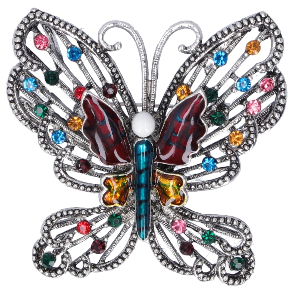 Brooch Pin Diamante Hollow Butterfly Pattern Lapel Pin Coat Badges Party Corsage AccessoriesColourful