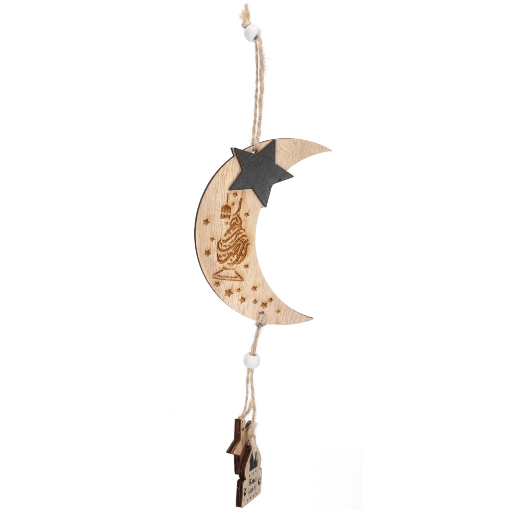 Wooden Listing Ramadan Decoration Pendant Moon Shape Eid Mubarak Festival Adornment