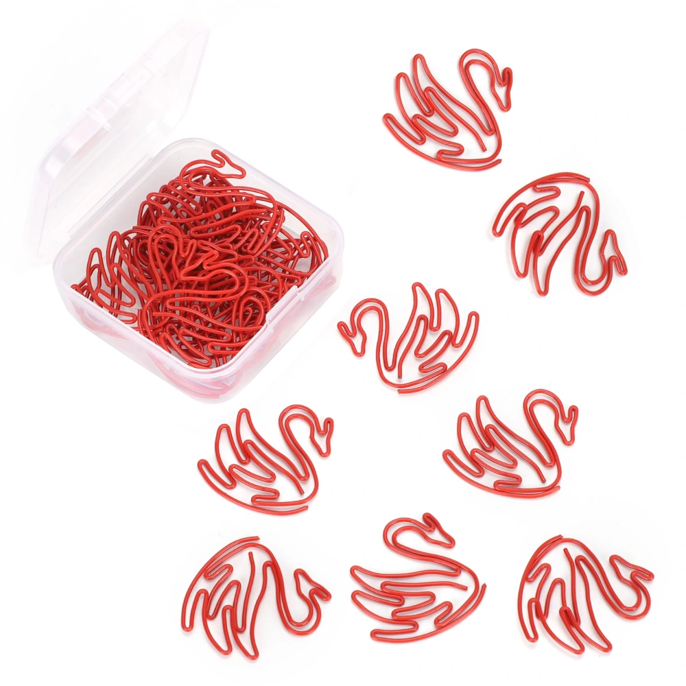 20Pcs Cartoon Paperclip Swan Shaped Creativity Metal Modeling Decoration Craft Supplies Red