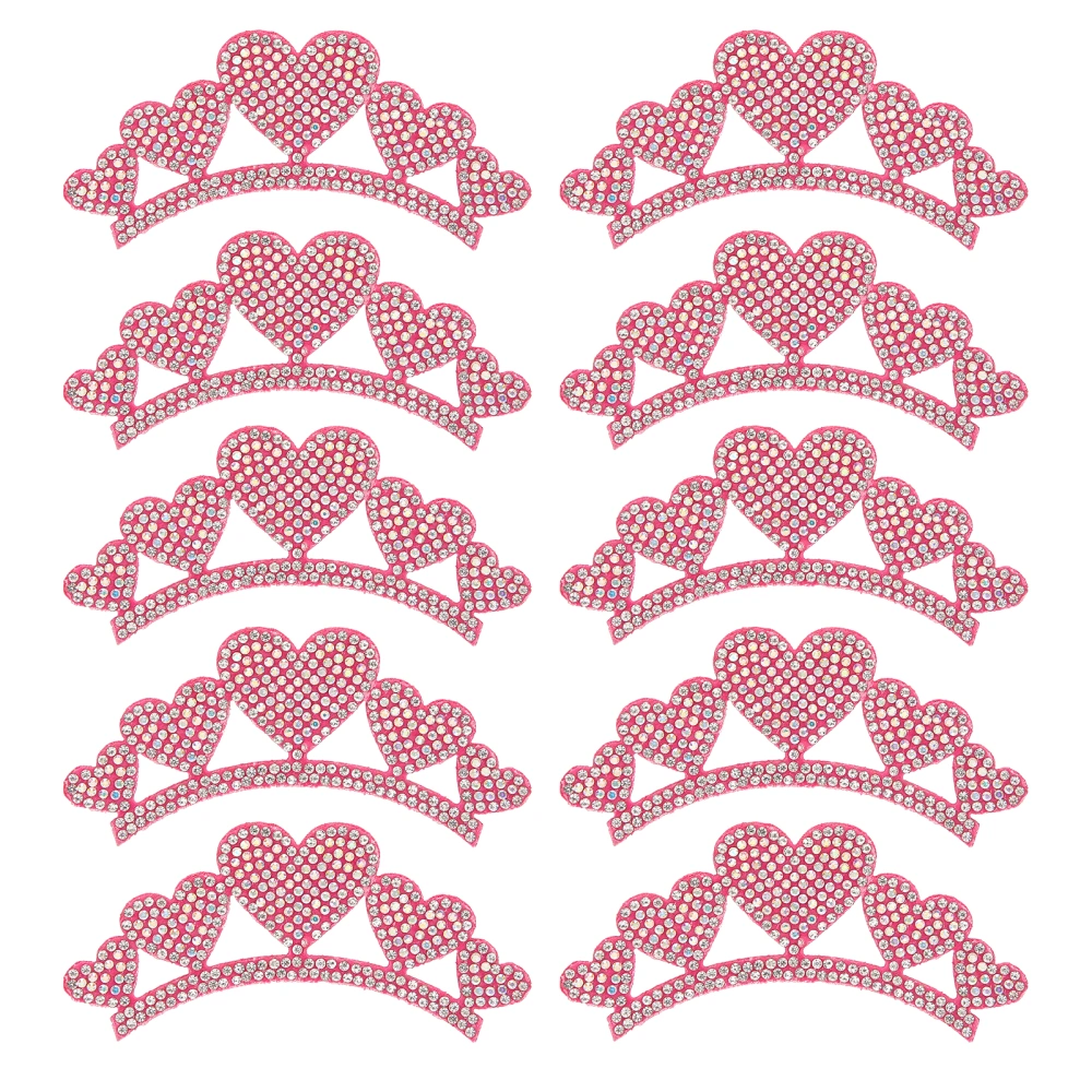 10PCS Rhinestones Cloth Applique Crown Shaped Patches Clothes Accessories10x4cm Heart Type