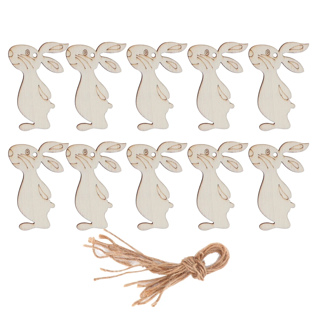 10Pcs Wooden Animal Ornaments Bunny Shape Hanging Embellishment Easter Decorations