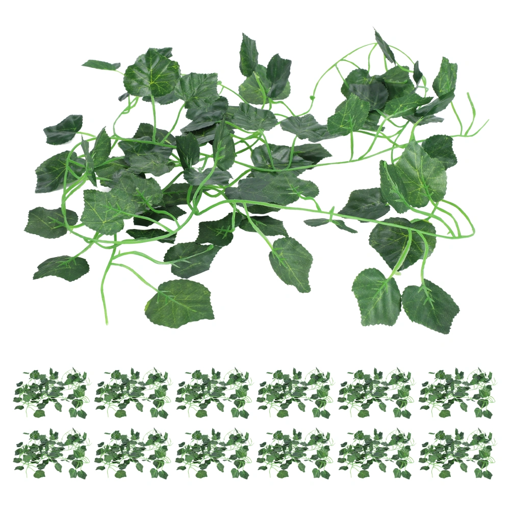 12Pcs Plastic Rattan DIY Green Leaf Decoration for Fence Swing Door Wedding PartyGrape Leaves