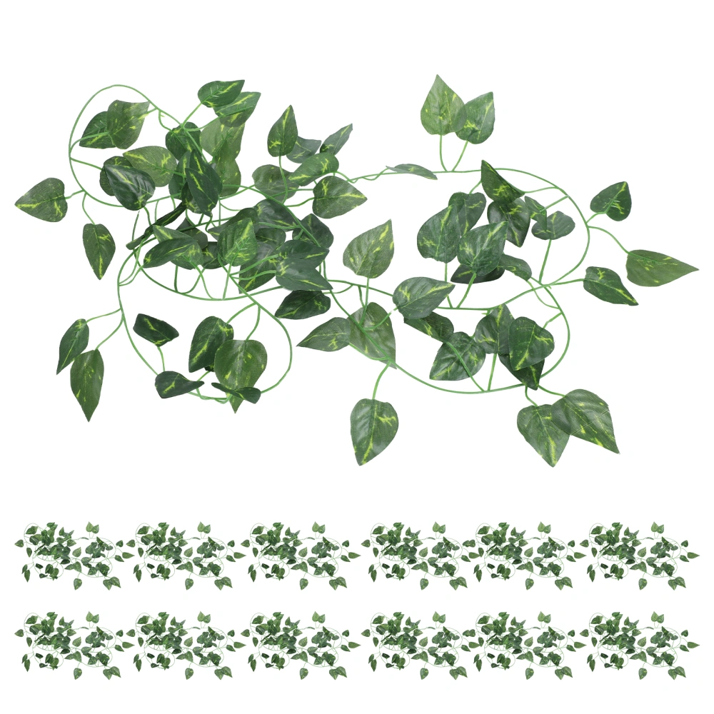 12Pcs Plastic Rattan DIY Green Leaf Decoration for Fence Swing Door Wedding PartyScindapsus