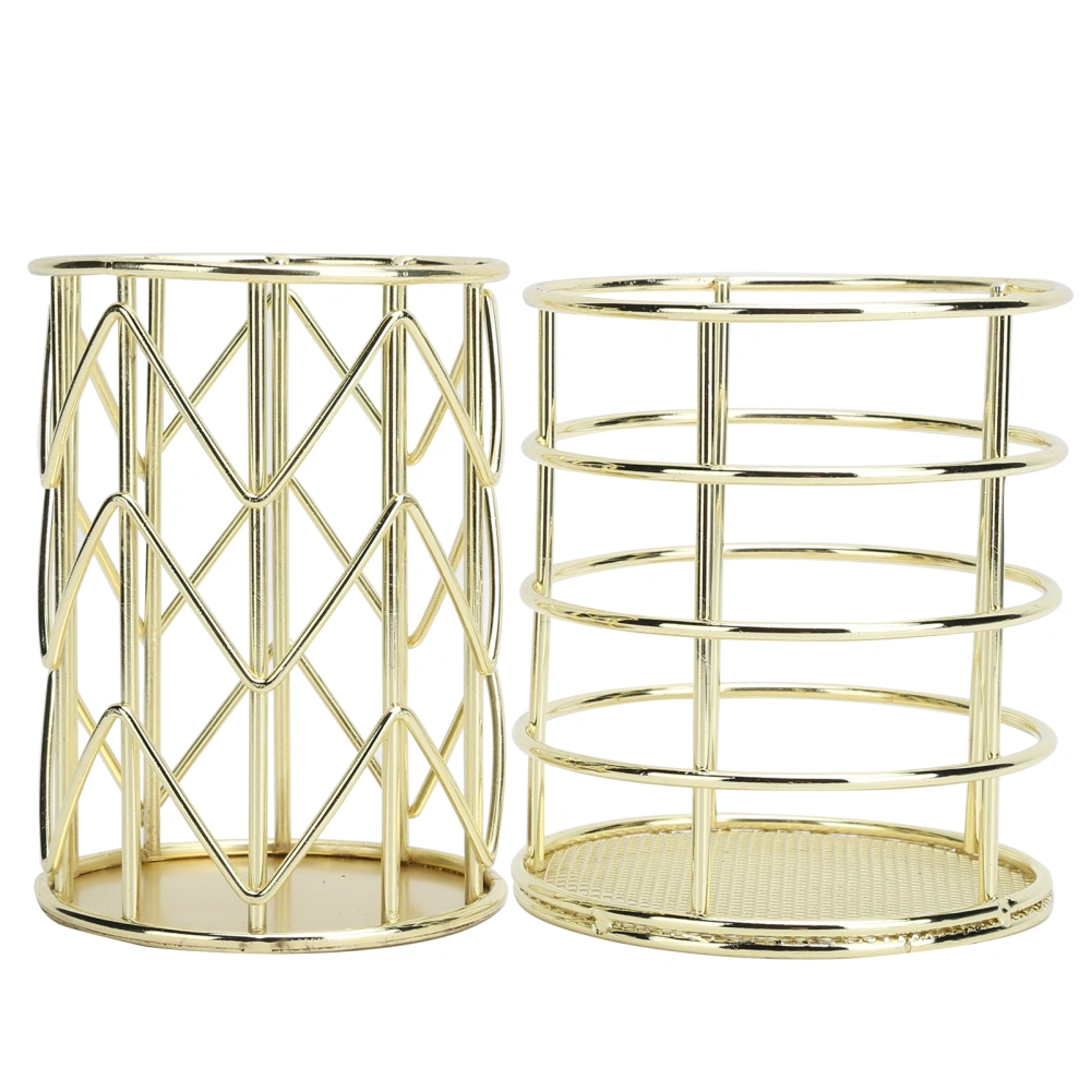 2Pcs Metal Wire Makeup Brush Pencil Cup Holder Office Stationery Hollow Grid Desktop Storage