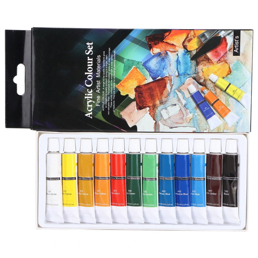 Professional DIY Oil Painting Paints Portable Drawing Pigments Set 12ml x 12pcs