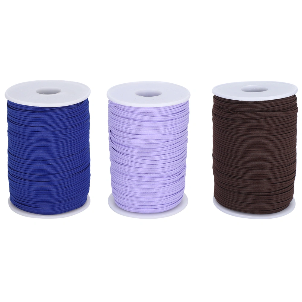 Elastic Band Flat Sewing Rope Cord String DIY Sleeve Mask Making High Elastic 100 Yard Roll(Blue Brown Purple )