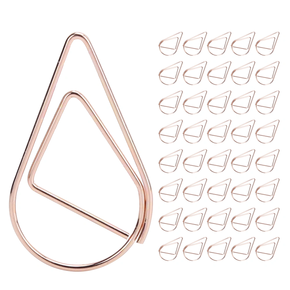 40Pcs Water Drops Shape Paper Clips Rose Gold Cute Pins for Office File Classification